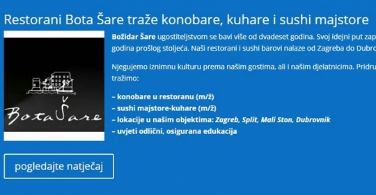 Atraktivni poslovi: restorani Bota šare traže sushi majstore